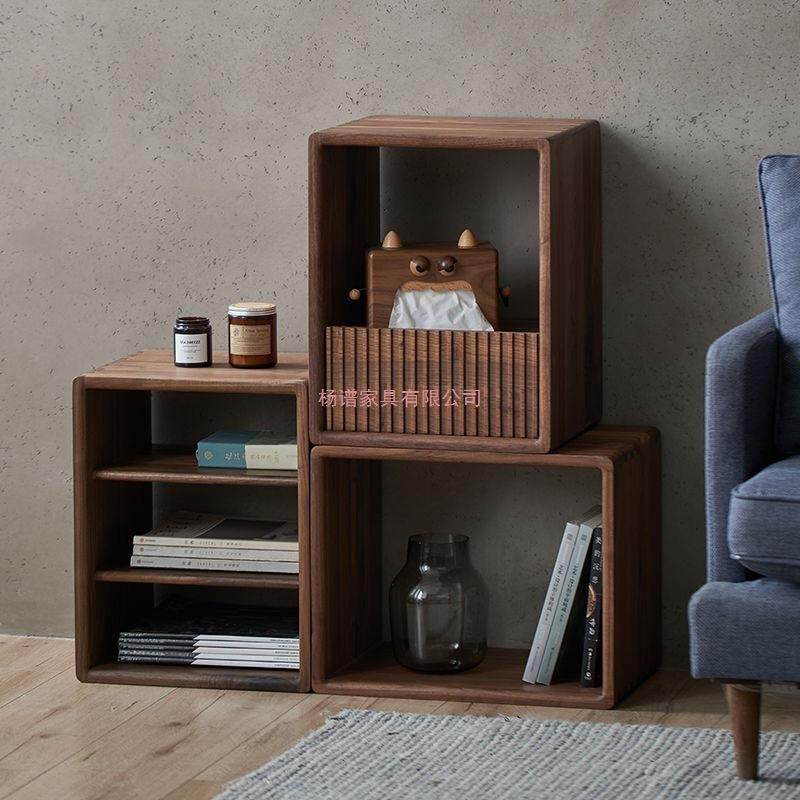 合格子书柜自由组方格黑胡桃实木房客GJX书厅书断架落地隔收纳储