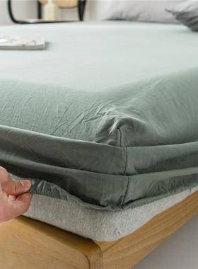 纯色全水洗棉床床笠单件简1约纯LC棉单人.5m棉/1.8m学生宿舍被单
