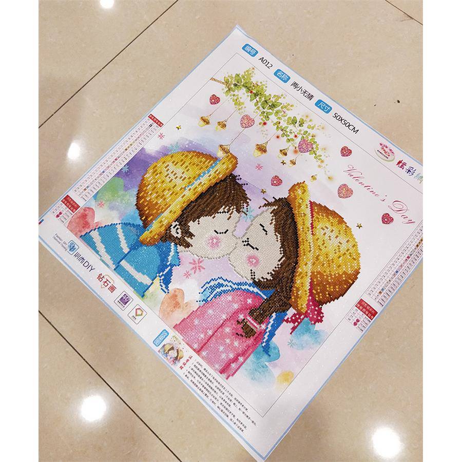 5D钻石画成品两小无猜亲图亲非纯满钻两小无猜手工贴十绣现货字出