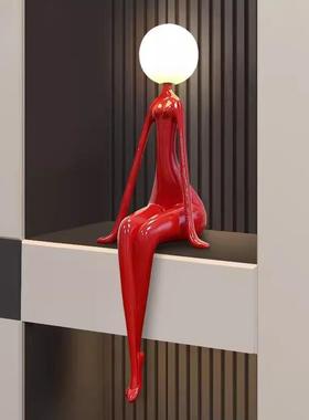 人形塑落大摆件售楼酒地店餐45762厅走廊处雕迎宾人创意装饰抽象