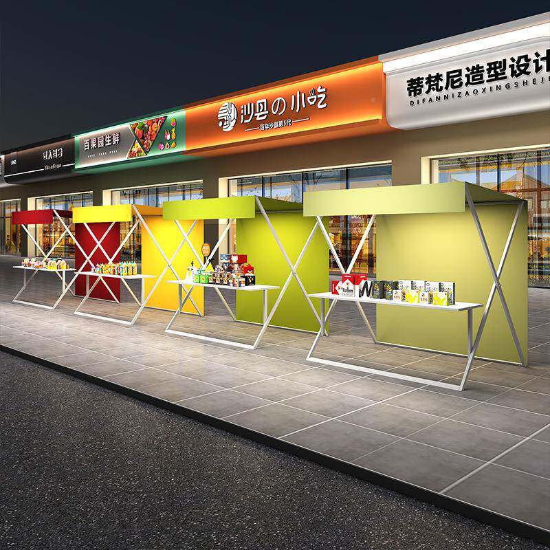 市户外铁艺摊位架OWE网红夜活动摆摊桌市促销棚架集可摊位折叠展