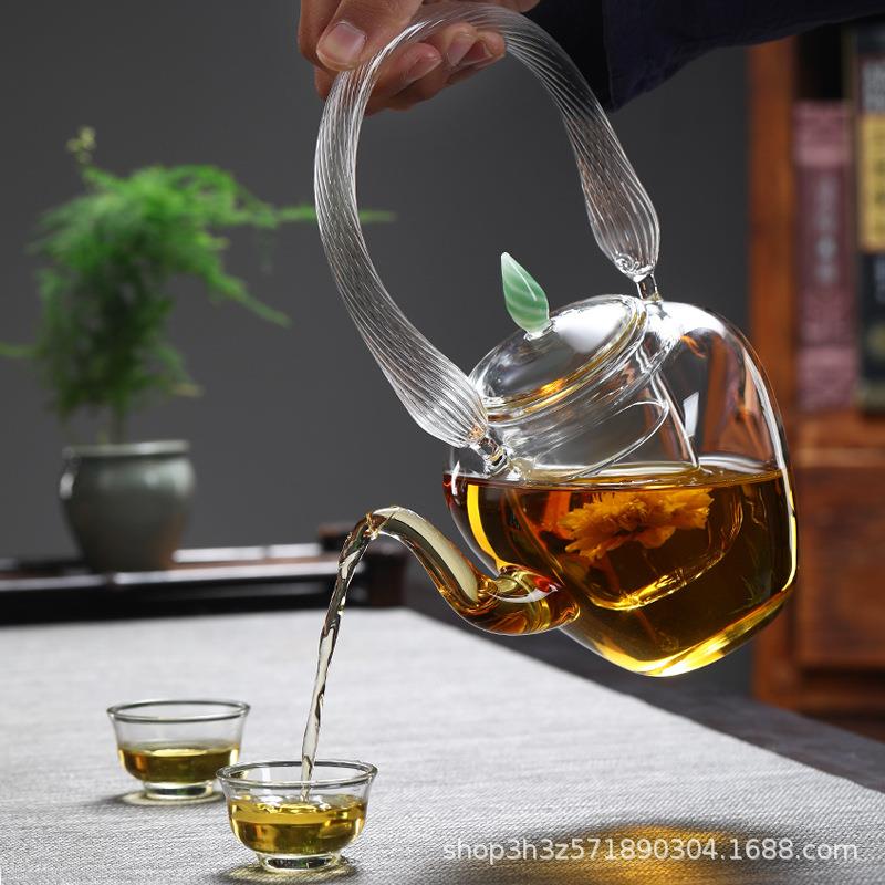 收藏手作直玻璃壶提梁壶可热泡加66茶壶朝茶颜烧水壶茶销艺茶道