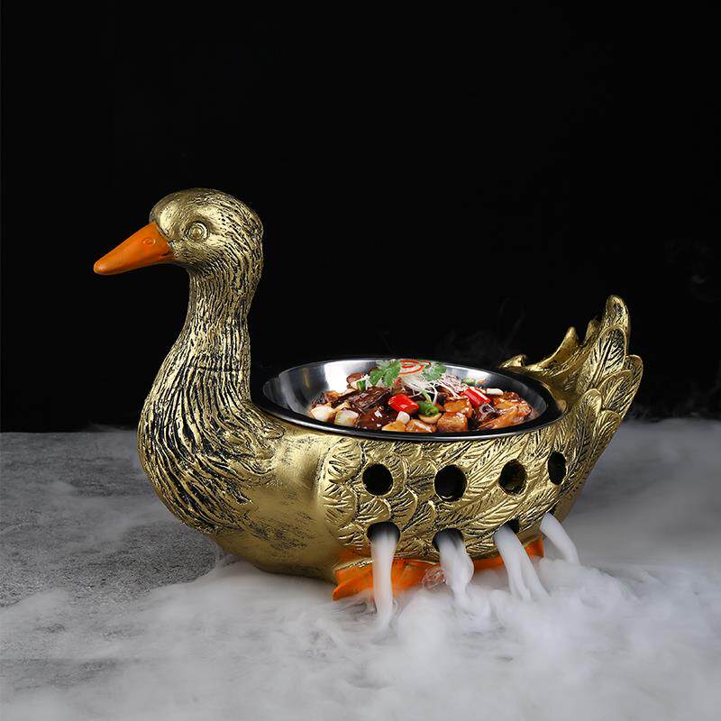 特色菜网红金鸡鸭鹅造牛型干冰酒精两用KKW餐具农酒家乐店创意摆