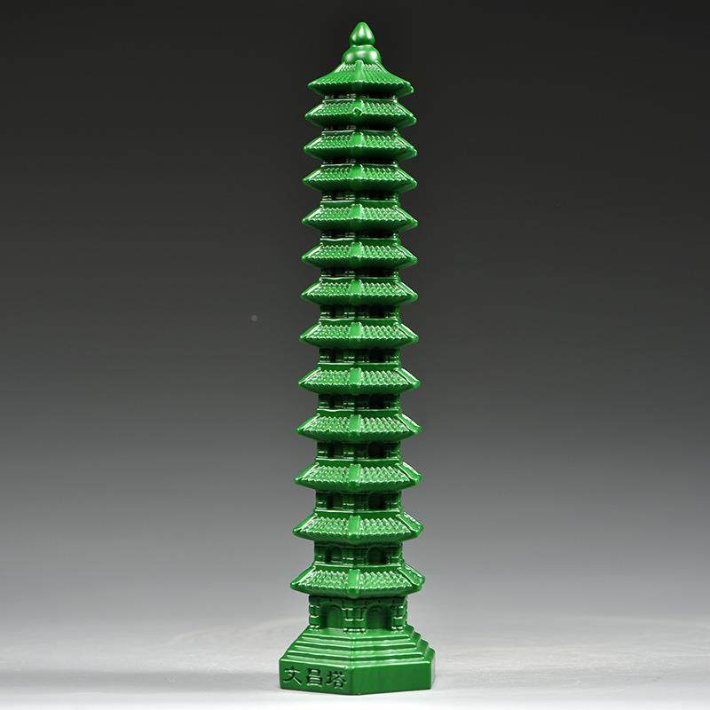 木绿色文木雕刻13层昌塔摆件头昌塔十三层家652居客厅办公文室装