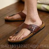 韩版 子英伦拖男人字鞋 男士 男皮凉鞋 高档2204夏季 凉鞋 沙滩鞋 潮男士