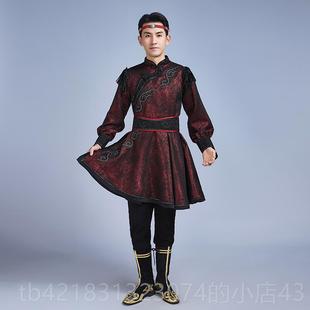 高档制蒙服藏装新定男款演古出服装群舞成人内蒙族舞蹈服少数民族