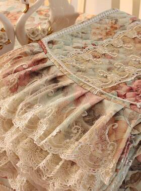 式田园茶几桌布布长方欧椅子艺套罩餐桌布FS755242椅垫套装台布椅