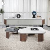 简式 约岩板几THI电茶视柜客厅异型茶几组合轻师奢意极简设计网红