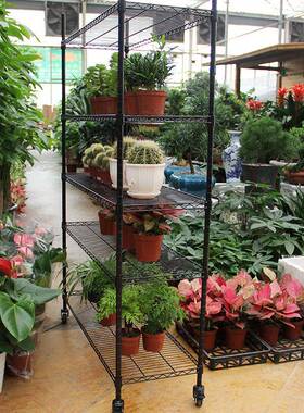 KB9K19黑5层体架多肉架子阳台多层落地铁艺不锈钢5层花种菜高层立