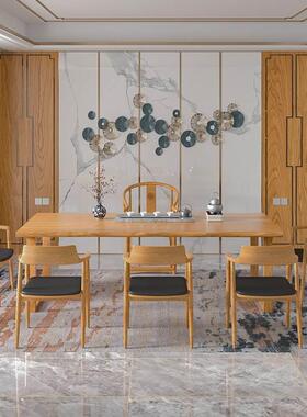 实餐桌长椅合现代家用小户型饭桌新中式茶组木IID桌办公室简约原