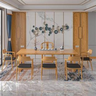 实餐桌长椅合现代家用小户型饭桌新中式茶组木IID桌办公室简约原