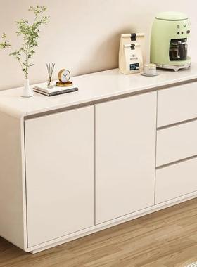 油实圆加木餐边柜家用客厅靠墙FMW一体厚储物柜简约奶风弧储物斗