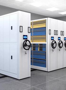 档密案室电动动能集架手摇式移档案柜钢制轨道文件凭证ka-mjg-6资