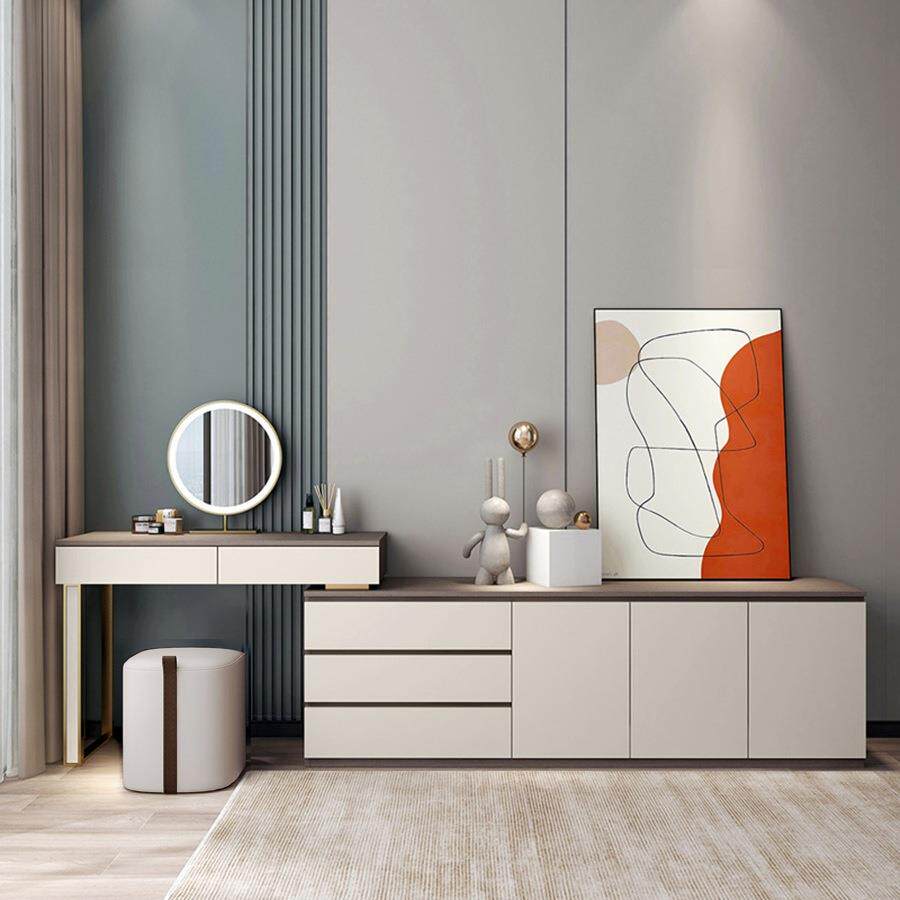 梳台收纳柜一体室实木书桌FYI电视柜妆组床位储物房间合转角化妆d