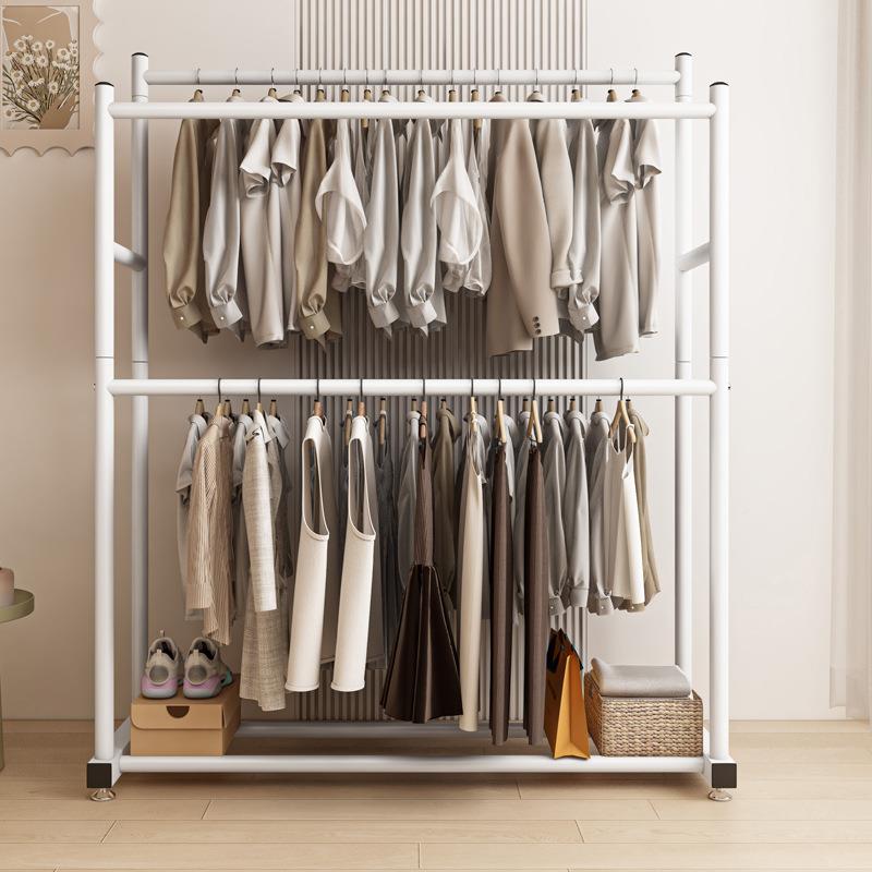 双杠衣帽架地式家用室566衣帽架室内双简易挂衣卧层落架阳台衣帽