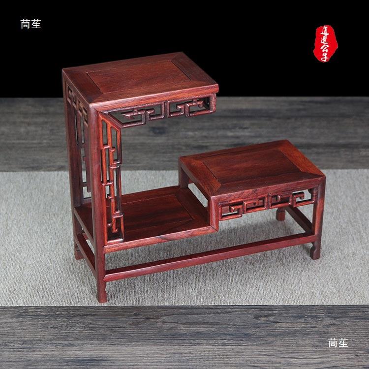 酸枝木雕刻古跳水台架小多宝红阁砂茶壶博收纳展紫示架子复古新中
