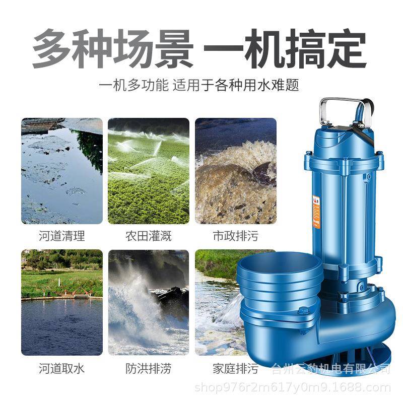 污潜水0泵家用22v抽水泵大功水率农用灌寸溉6大POF口径水泵380v三