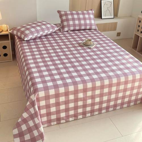 新款全棉两纯老粗布卡套通印花床笠床单棉床垫宿舍2025401J件套家