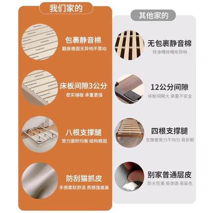 m悬x浮床全实无木床头床架排骨架773现代静简约可现做音单双人榻