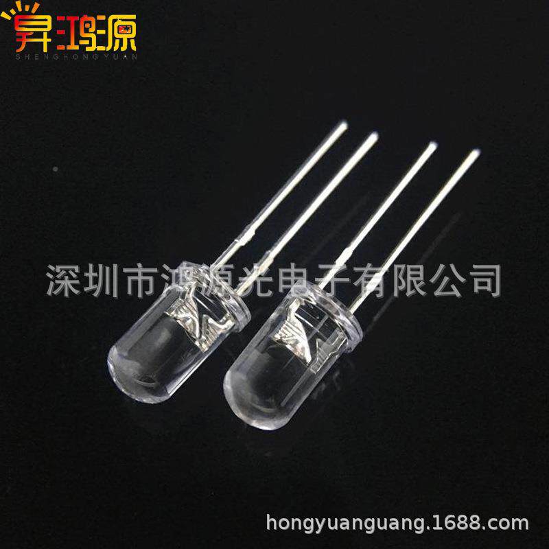 5mm太阳黄光灯珠f5MWB圆头高暖白光亮脚短直插式灯珠ed发光二极l
