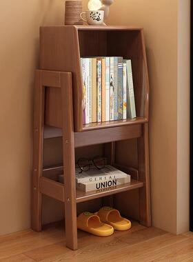 卧室边床纳头落地收置物架小型窄书格子客床厅边几储物架子HJU边