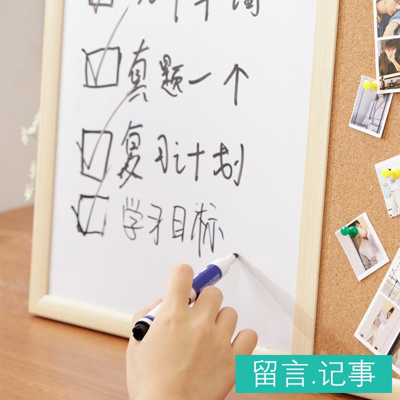 brand性land实木框软板木磁写字板照片墙留言展938示黑家用挂式白