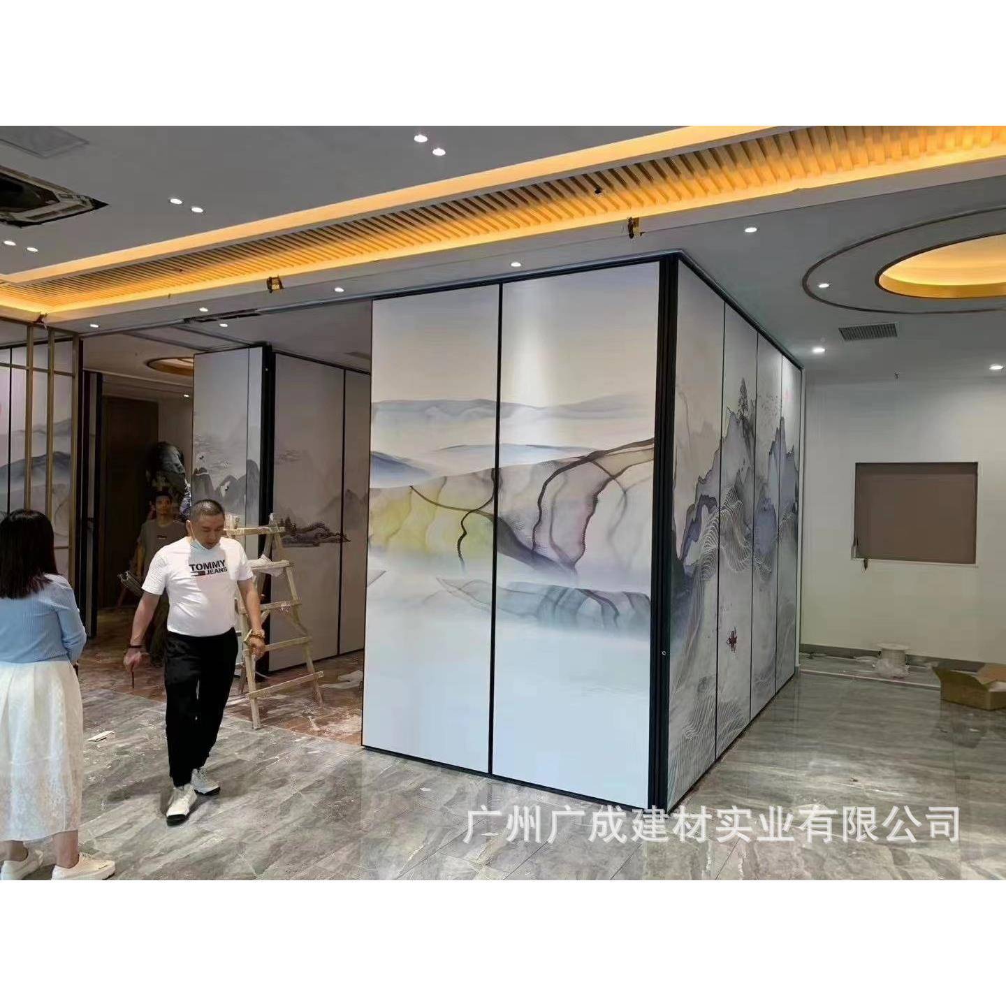 酒店移断隔动隔断墙旋会议室活动隔折叠85型屏风铝合金吊转趟门软