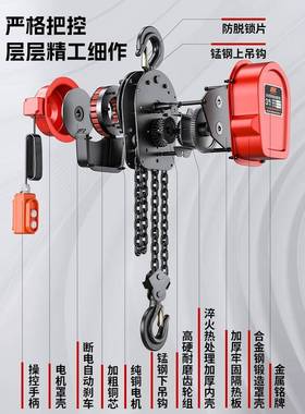 晟链电动芦380v倒链雕提升机1/2吨5273t5环吨10群吊220葫v升降电