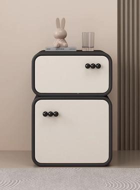 柜奶油风轻小奢床头小型窄卧室家用现代约桌CBU简面收纳柜整装免