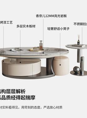 意式轻奢358岩视板茶几现代简约客厅用椭圆形大组家合电小柜设计