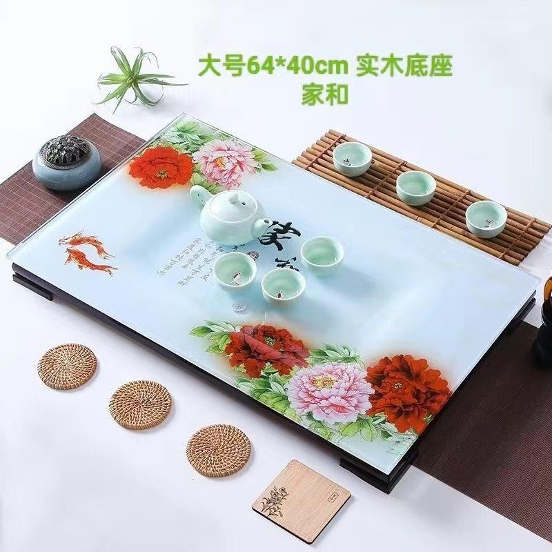 水钢化玻简璃茶盘约功夫套代装排式单层家用托盘现新款长2fSuOp5Y