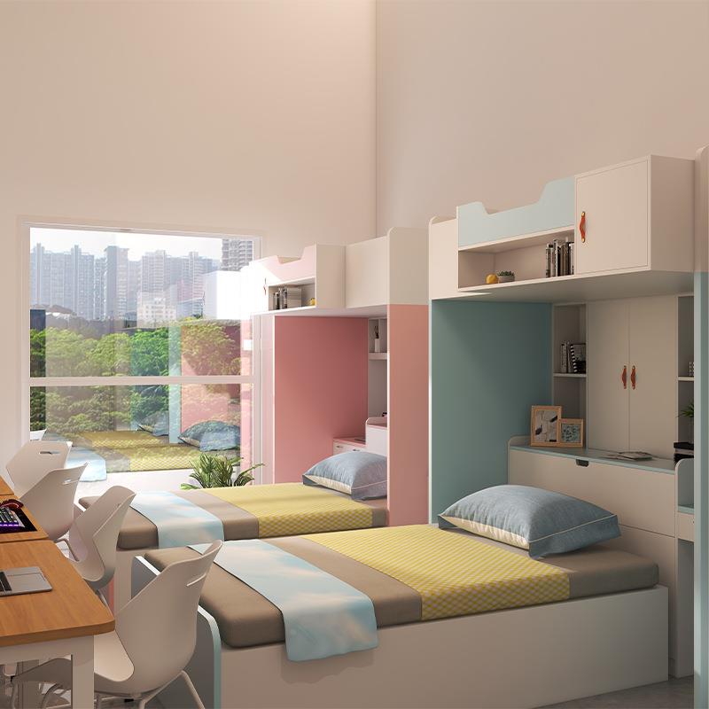 上床下桌公寓床单双人床舍体组合GC0082床连生学宿床带衣柜书桌床