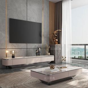 意式 轻奢岩板茶电视柜组合设几师简约现客代2452大小户型计高端厅