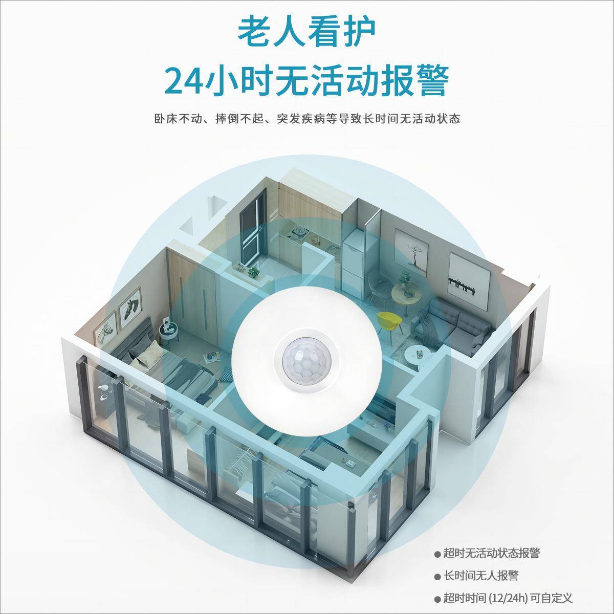 家居体人感应吸顶光挂墙器红外感应光控咨询感可调报警器智能报警
