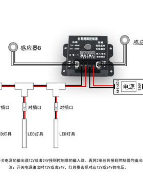全亮楼梯控器踏步灯412V2感V大功率台NYE阶人体应免布线灯带控制