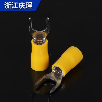 紫铜S线V系列叉型预绝缘子接线端子U子型327冷压端Y型鼻2-4压线端