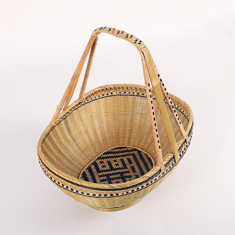纯提手工编织精品竹编竹篮子菜篮子购UGN篮收纳篮大物果水篮篮