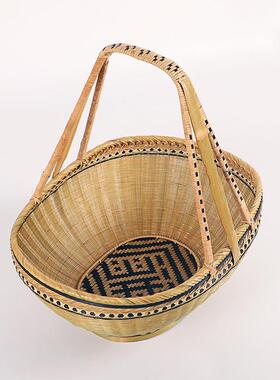 纯提手工编织精品竹编竹篮子菜篮子购UGN篮收纳篮大物果水篮篮