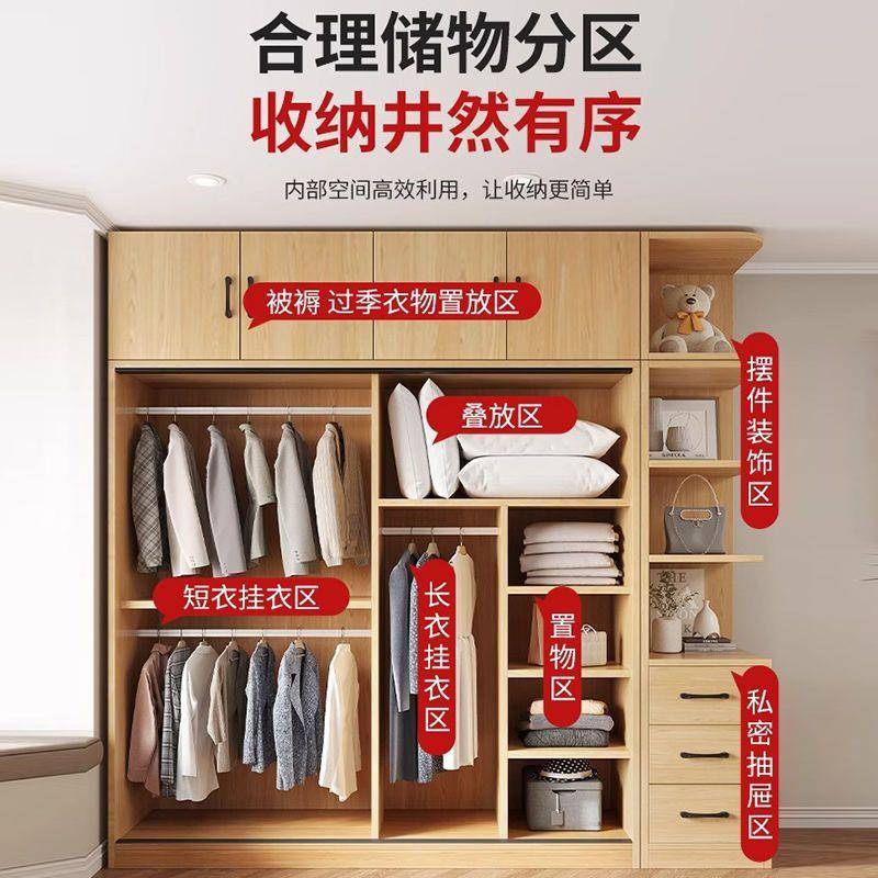 进出口实木衣柜家用卧室户小推拉门收INF型纳柜子租房用大衣橱