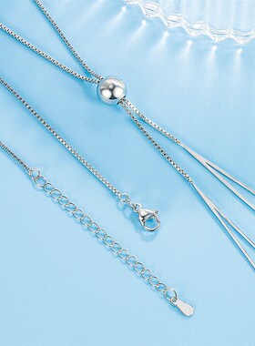 时尚长款卫衣链女三角几何抽拉流苏项链冷淡风简约气质学生锁骨链