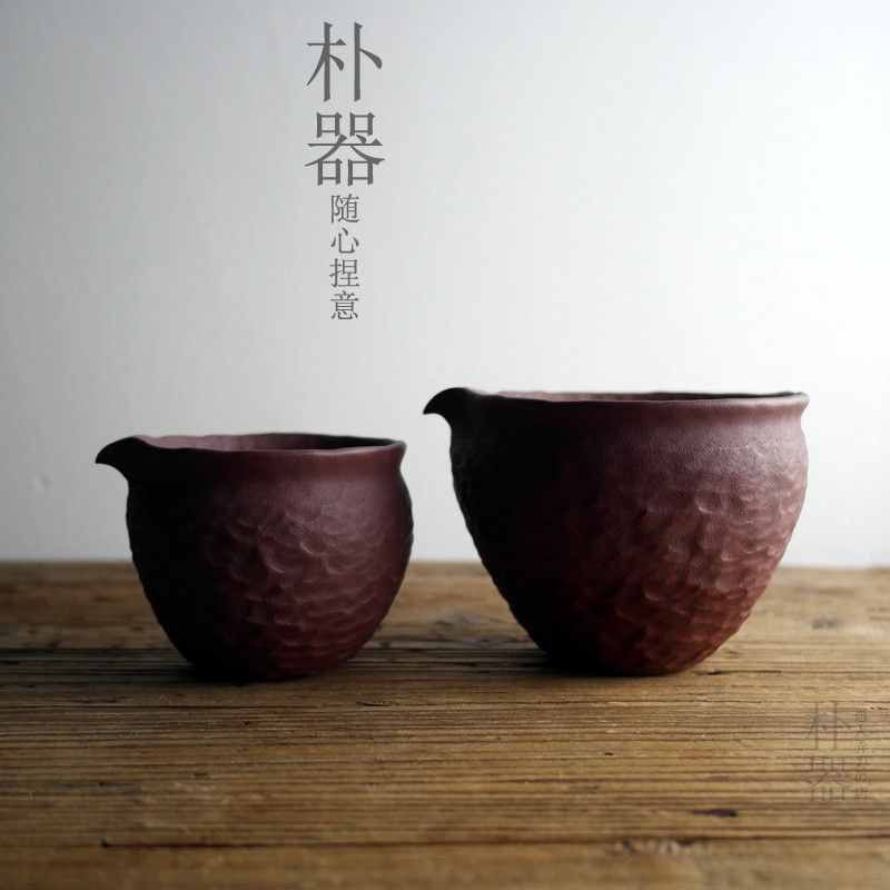 全手工紫砂茶具 原矿紫泥功杯茶海 单个纯手工手捏公杯茶滤茶漏