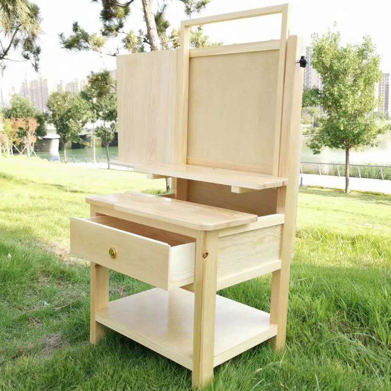 多功能画架抽屉绘画素描写生实木初学者收纳画具油画桌美术生专用