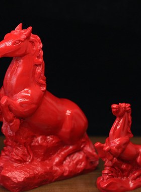 天然朱砂十二生肖马中式摆件马到成功工艺品骏马奔马西北缺角装饰