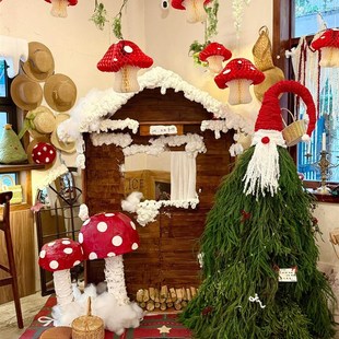 圣诞节装饰红蘑菇挂件挂饰圣诞吊灯客厅店铺氛围感圣诞布置品摆件