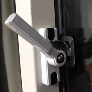 老式铝合金推拉窗锁移门勾锁长柄送螺丝月牙锁孔距60拉窗锁扣卡扣