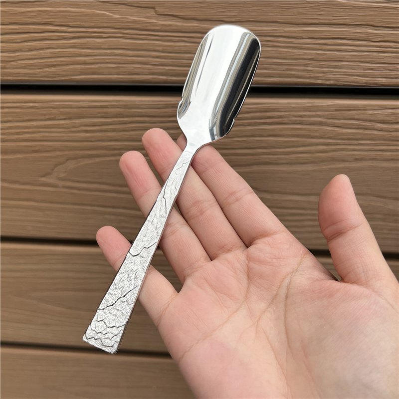 天鹅颈蛋蛋勺304不锈钢甜品勺茶勺茶匙调羹饭勺冰激凌勺岩石纹勺