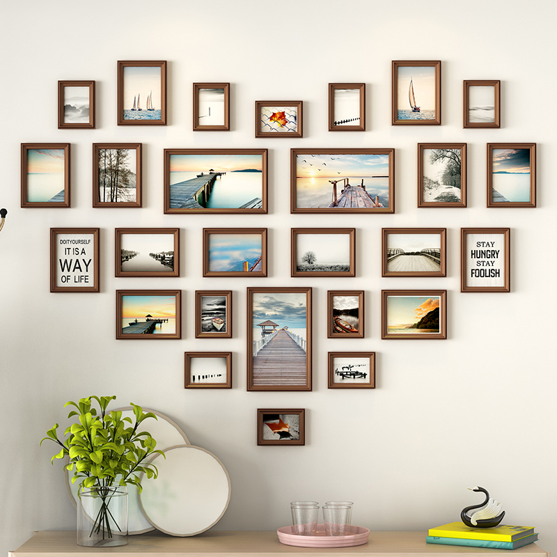 心形照片墙装饰创意个性爱心相框墙挂墙婚房结婚婚纱照洗照片组合