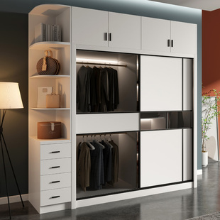 玻璃门衣柜2021年新款 简约现代家用房间卧室小户型推拉门衣柜衣橱