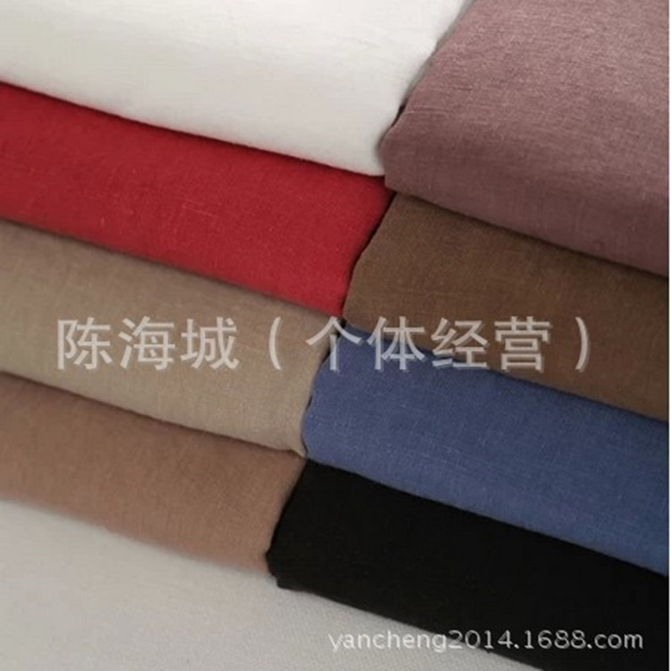 复古纯亚麻压皱洗水服装面料