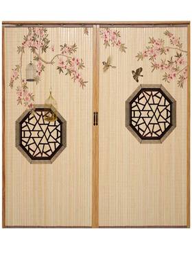 竹帘子断tb-63933推拉折叠门家印花装饰茶道隔用遮阳商移铺衣柜防